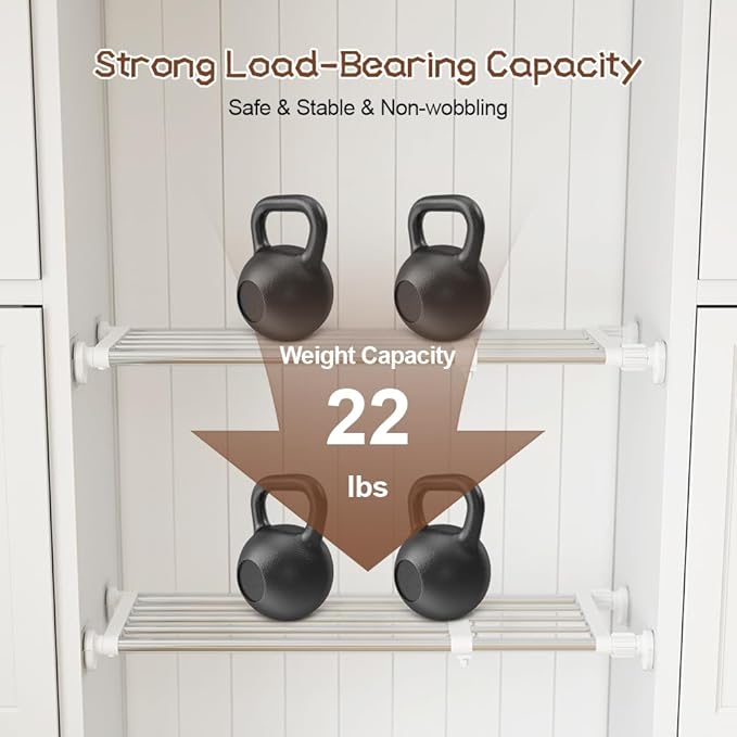 Hershii Expandable Shelf Rod Closet System 5-Bar Telescopic Heavy Duty Clothes - Image 2