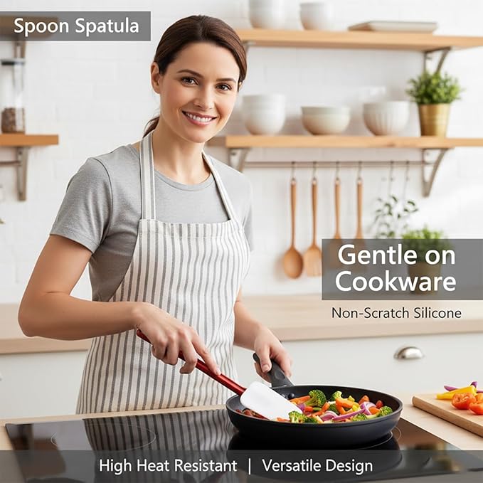 Commercial Spoonula Rubber Spatula Set, High Heat Spatula Spoon 9.5 Inches - Image 7