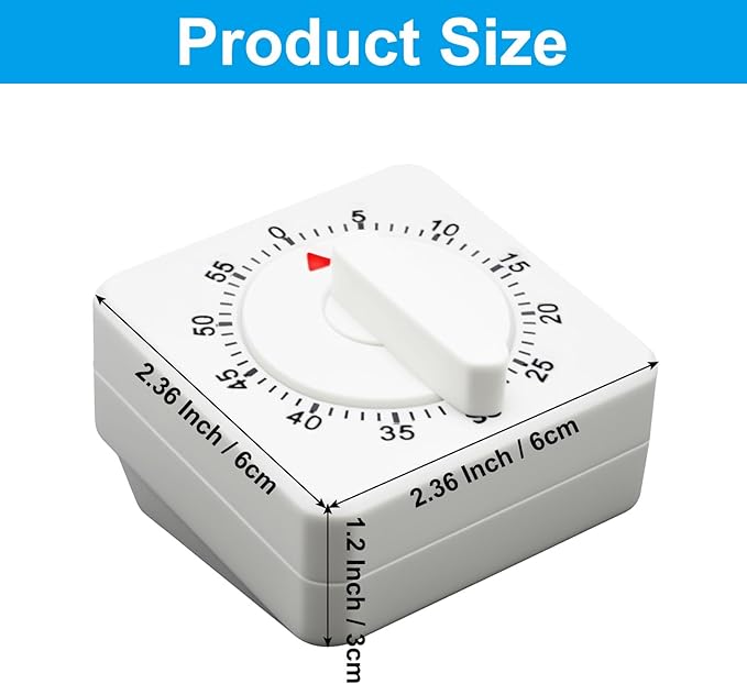 Hitefu 2 Pcs Square 60 Minute Mechanical Kitchen Timer, Visual Cooking Timer - Image 3