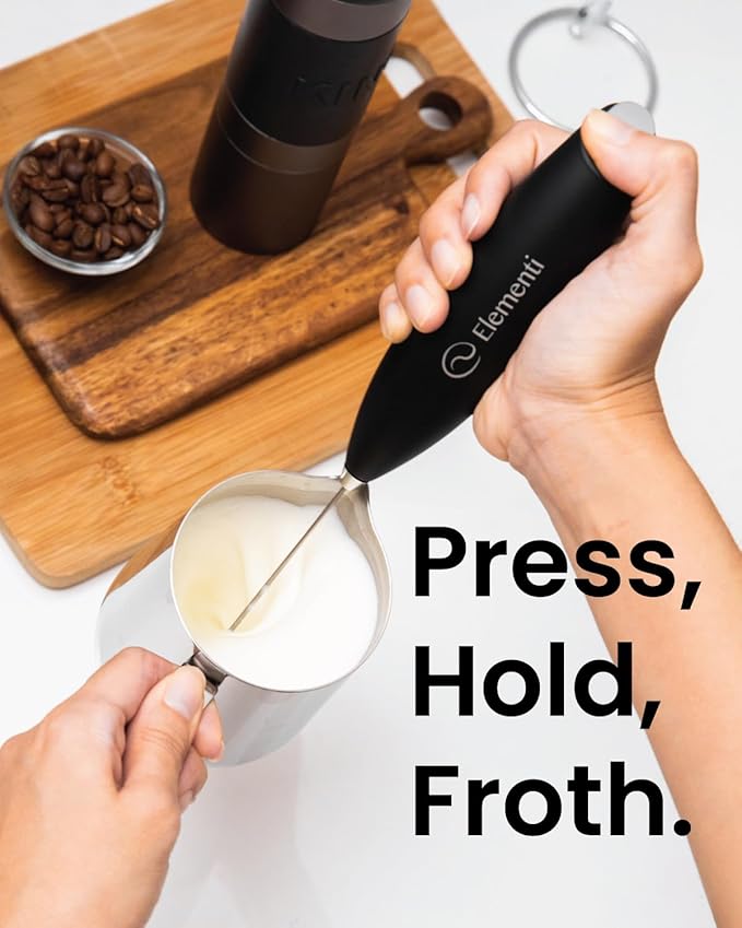 Elementi Electric Milk Frother Handheld, Matcha Whisk, Milk Foamer - Image 6