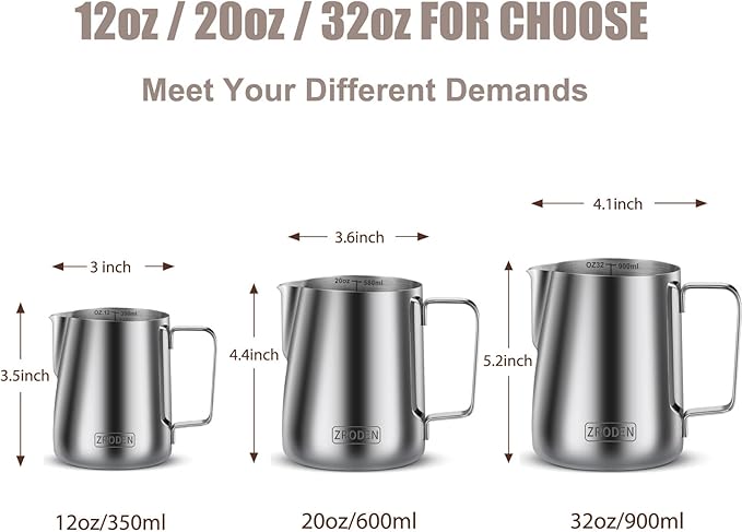 Milk Frothing Pitcher, Thicker Version 20oz Espresso Steaming Pitchers - Image 5