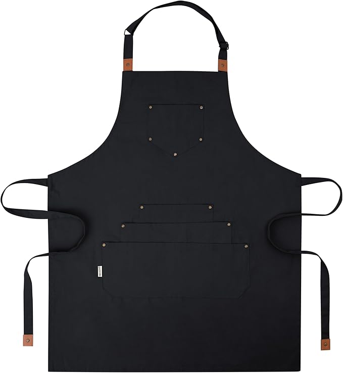 Cotton Canvas Apron for Women & Men – Adjustable Neck Strap & Waist Ties - Image 9