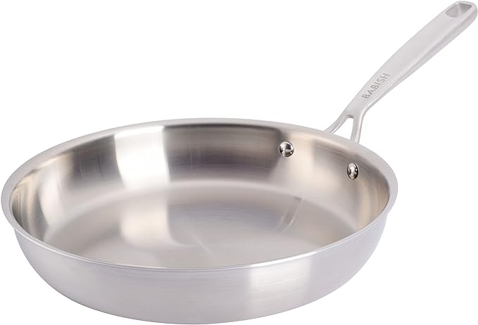 Babish 10-Inch Tri-Ply Stainless Steel Frying Pan – Professional Grade Skillet by Babish
