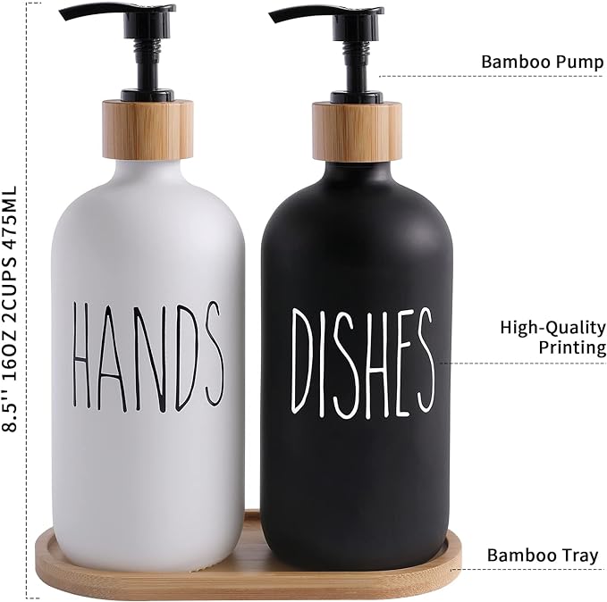 MOMEEMO Soap Dispenser Set, Contains Hand and Dish Soap Dispenser, Suitable - Image 7
