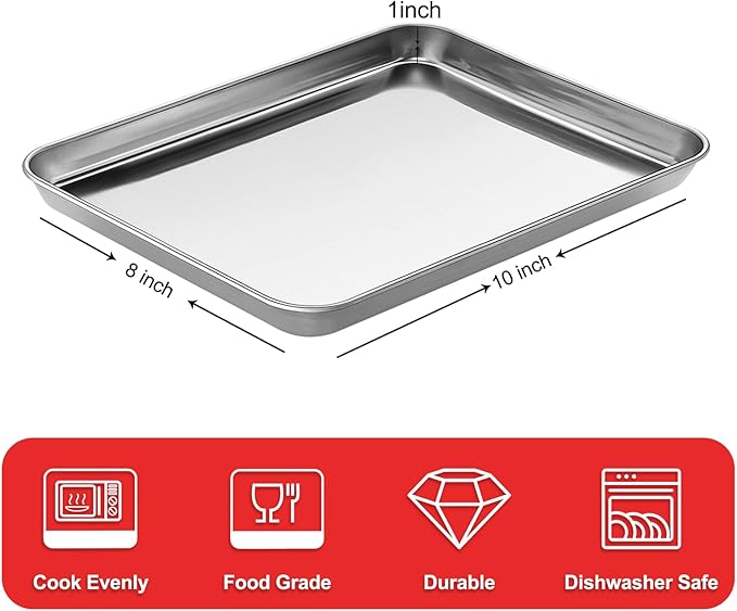 Baking Sheets for Oven, Stainless Steel Cookie Sheet Baking Pan Toaster Oven - Image 2