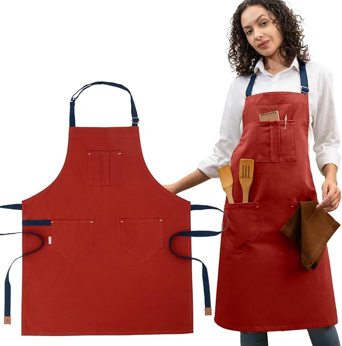 Cotton Canvas Apron for Women & Men – Adjustable Neck Strap & Waist Ties by Unknown