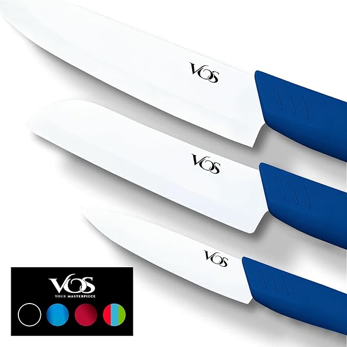 Vos Ceramic Knife Set in Elegant Gift Box, Ceramic Knives Set by Vos