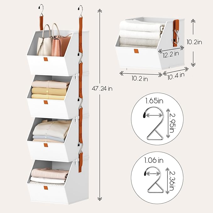 Homsorout Hanging Closet Organizer 4 Tier - Image 3
