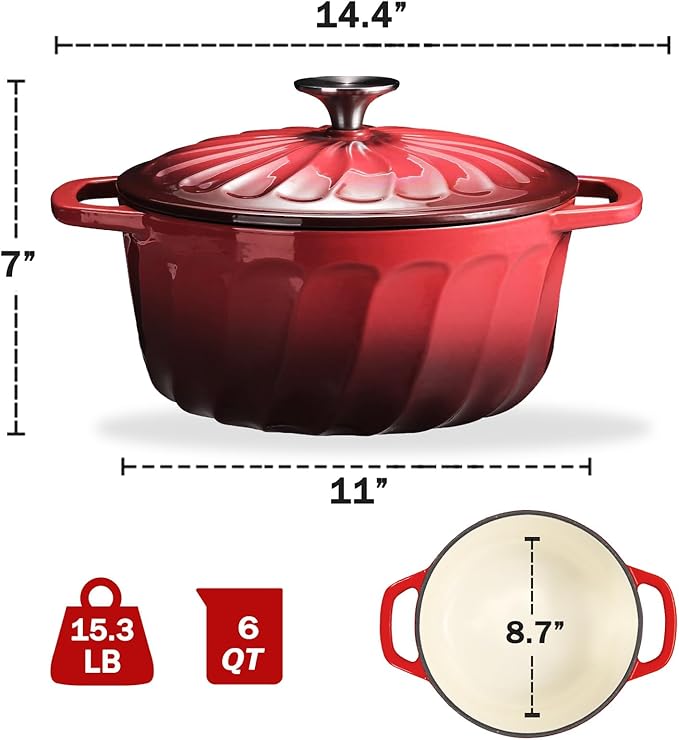 6 QT Enameled Cast Iron Dutch Oven - Image 2