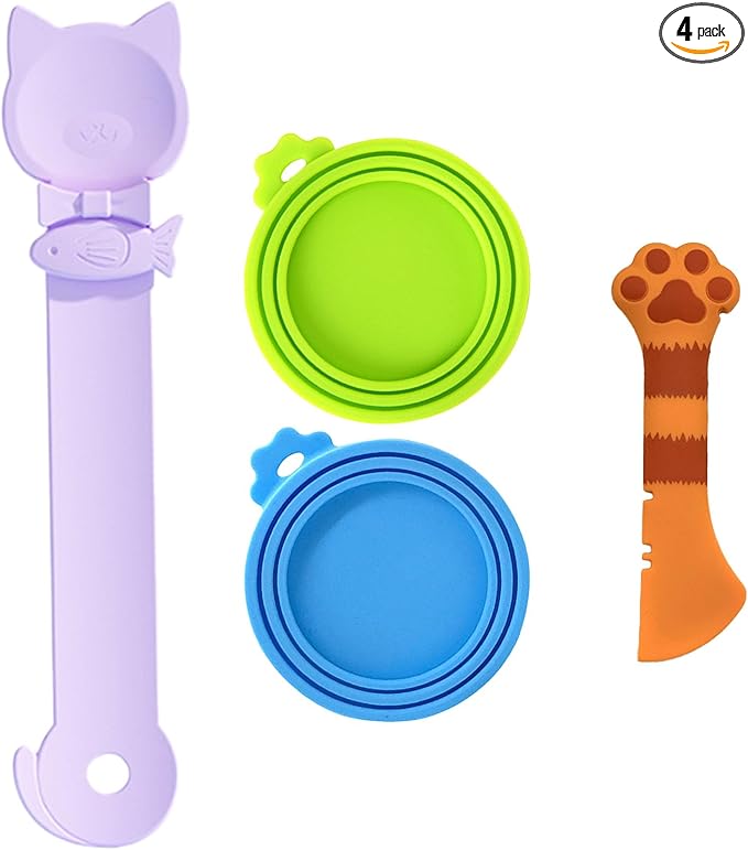 Cat Spoons for Wet Food Pet Can Lid Cover, Silicone Multi-Function Cute Paw by chuyouan