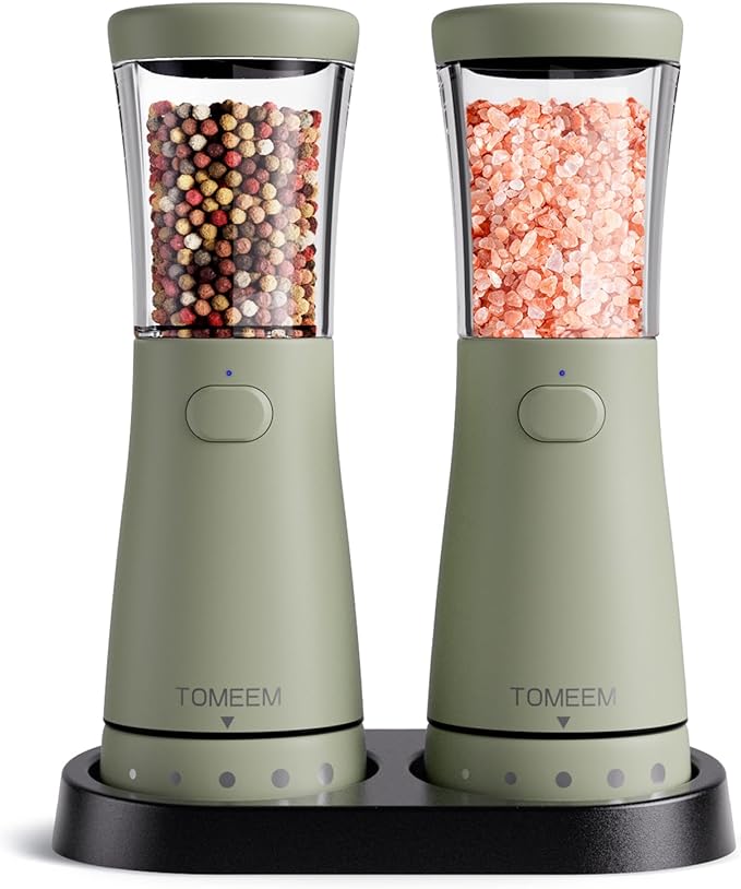 Electric Salt and Pepper Grinder Set by Tomeem