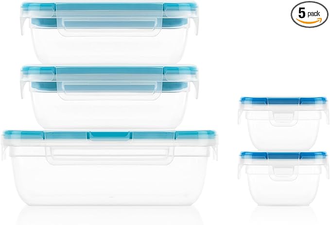 Snapware Plastic Total Solution 5-Pack Food Storage Containers Set, Leakproof & by Snapware