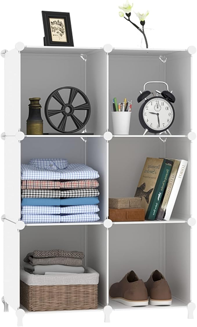 AWTATOS Cube Storage Organizer, Storage Cubes Shelves Bookshelf, 6 Cube Closet - Image 8