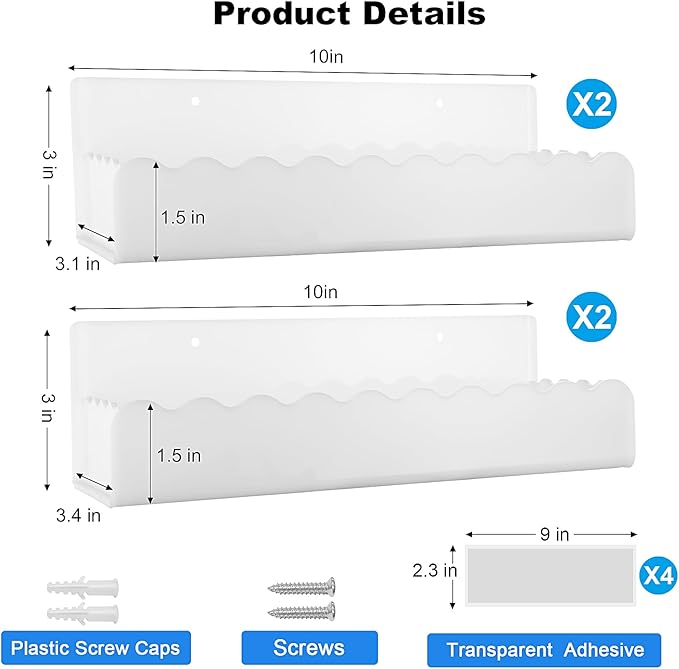 10 inch Spice Rack Wall Mounted, 4 Pack Spice Organizer Shelf - Image 2
