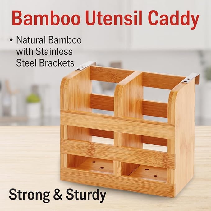 HIC Kitchen Dish Rack Caddy for Folding Dish Drying Rack, Natural Bamboo - Image 3