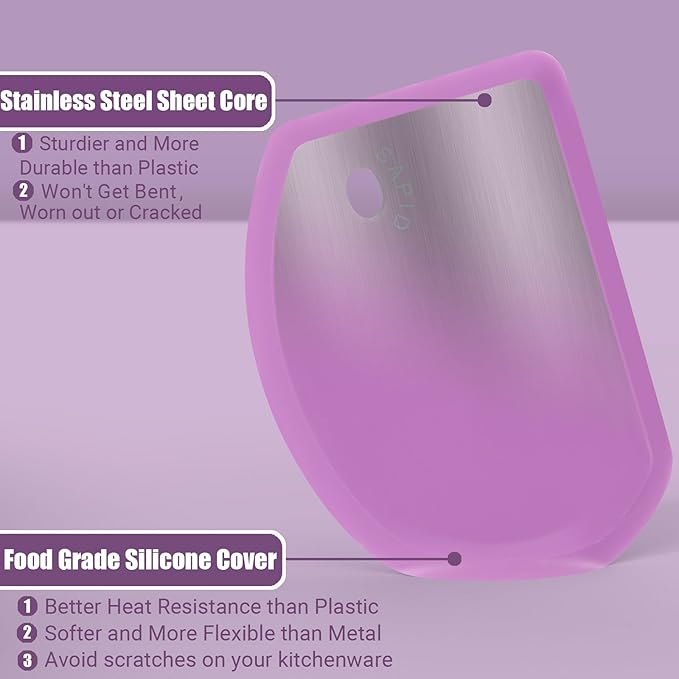 Sapid Silicone Bowl Scraper Flexible Curved Edge, Food Grade Bench Dough Scraper - Image 2