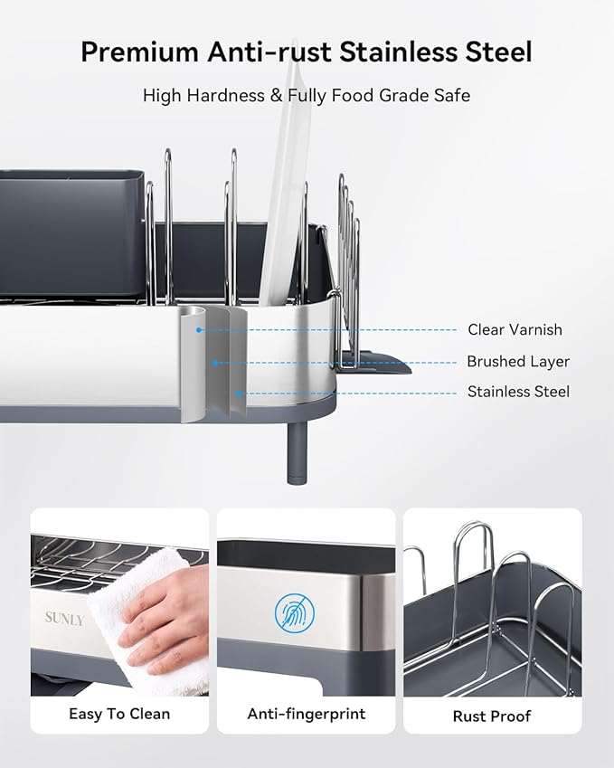 SUNLY Expandable Dish Drying Rack, Versatile Brackets - Image 4
