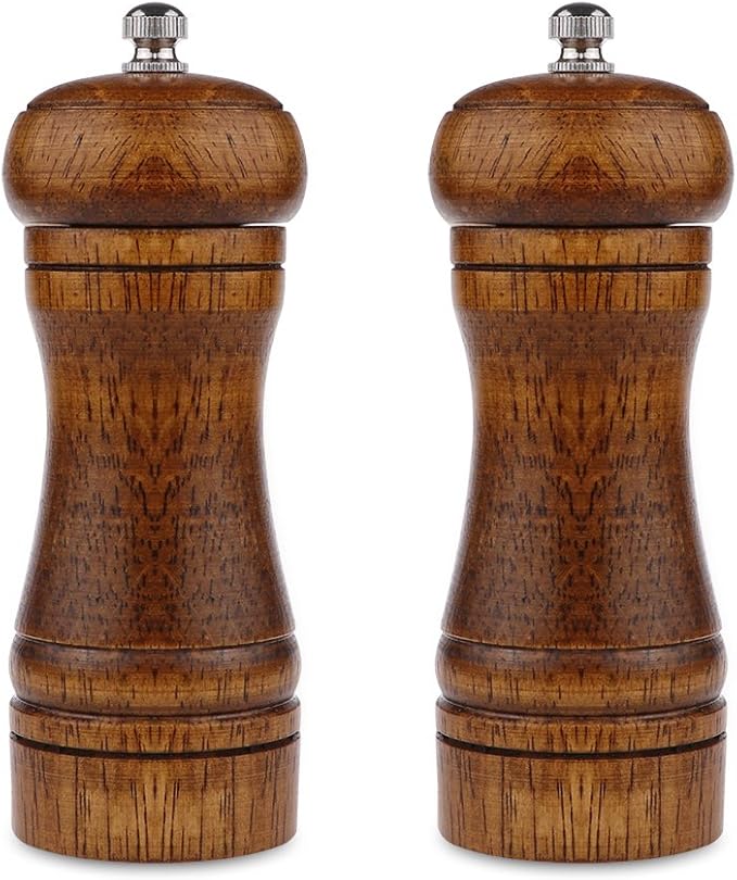 Pepper Mill - 5 inch Pepper Grinder Pepper Grinder Refillable Oak Salt and by Powstro