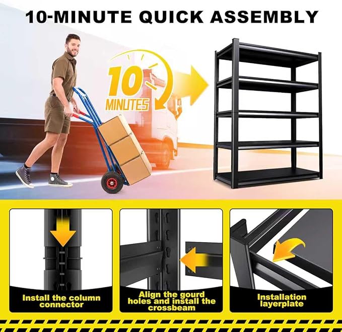 Set of 10, Adjustable Heavy Duty Metal Shelving Unit and Storage Large Rack - Image 6