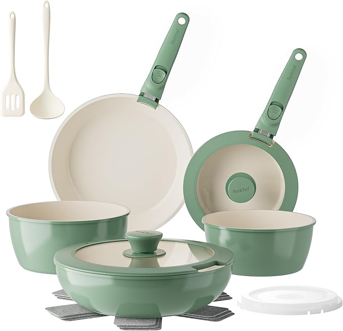 Redchef Ceramic Nonstick Pans and Pots Set, Ceramic Cookware Set by Redchef