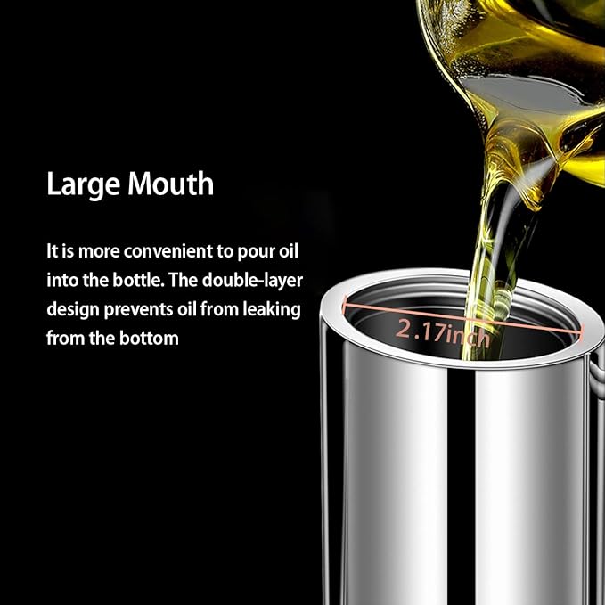 Sumerflos Olive Oil Dispenser Bottle Stainless Steel, 500ml/17oz Drip-Free - Image 4