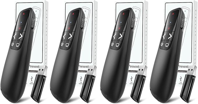 (4 Units) Wireless Presenter Remote, Clicker for Laptop PowerPoint Presentations Pointer, RF Computer Clicker for Presentations Remote, Slideshow/Smartboard/College/Classroom/PPT Clicker