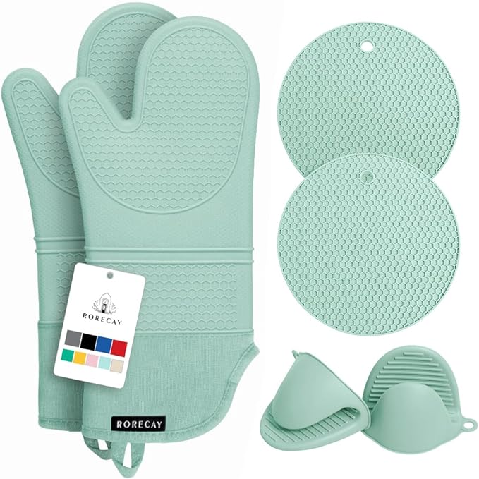 Rorecay 6pcs Oven Mitts and Pot Holders Sets Heat Resistant 500 Degrees by Rorecay