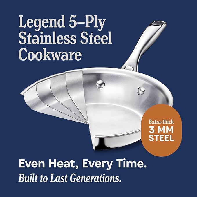 LEGEND COOKWARE 5-Ply Stainless Steel 3-Quart Sauce Pan - Image 3