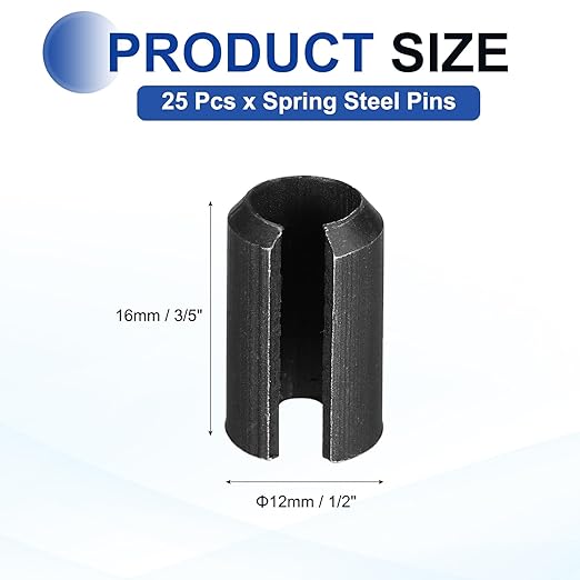 MECCANIXITY 25Pcs Slotted Split Roll Pins 1/2 Inch Dia. 3/5 Inch Length 65Mn - Image 2