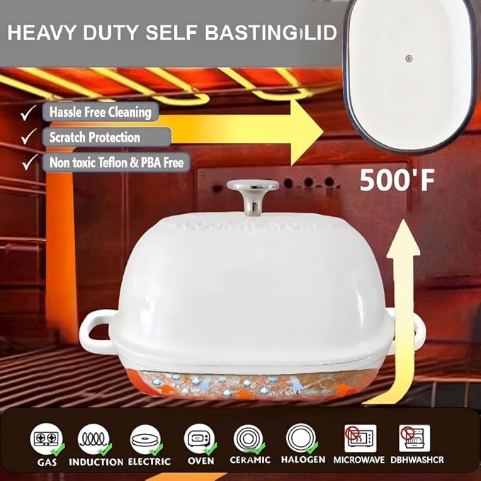 Cast Iron Bread Oven, 6 QT Bread Oven, Thick Enameled Loaf Pan - Image 8