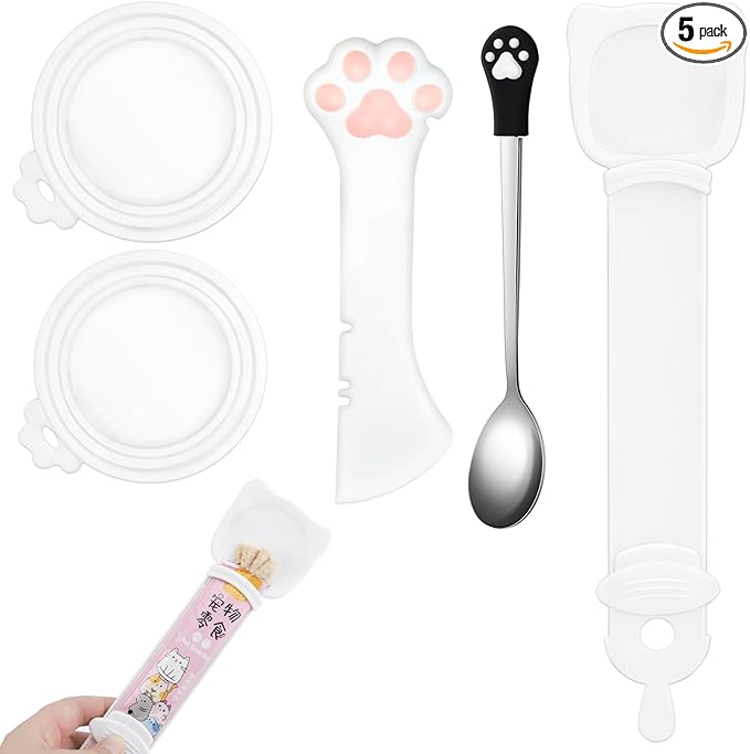 5 PCS Cat Food Can Covers Lids Set, Silicone Pet Food Can Lids by Unknown