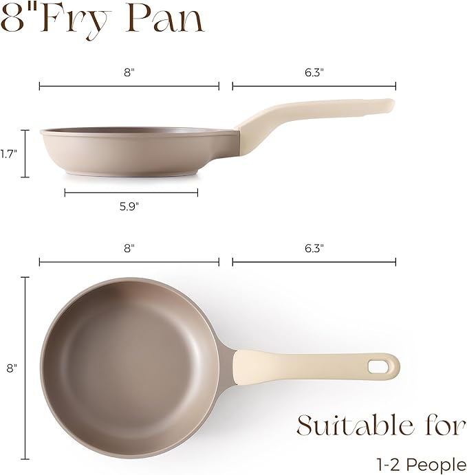 PRICUSIS Nonstick Frying Pan, 8/10/12 Inch Stain/Scratch/Crack Proof Chef Pan - Image 2