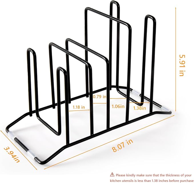 Pot Lid Organizer and Cutting Board Holder, Stainless Steel Kitchen Storage Rack - Image 3