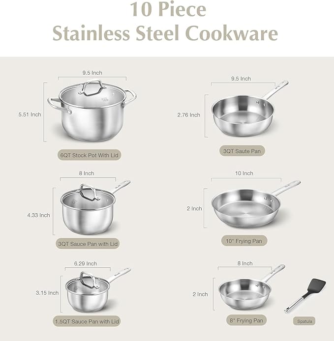 KOCH SYSTEME CS Stainless Steel Pots and Pans Set, 10 Piece Stainless Steel - Image 4