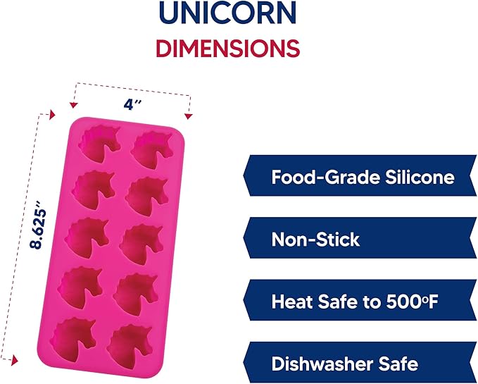 HIC Kitchen Silicone Unicorns Ice Cube Tray, Makes 10 Unicorns - Image 6