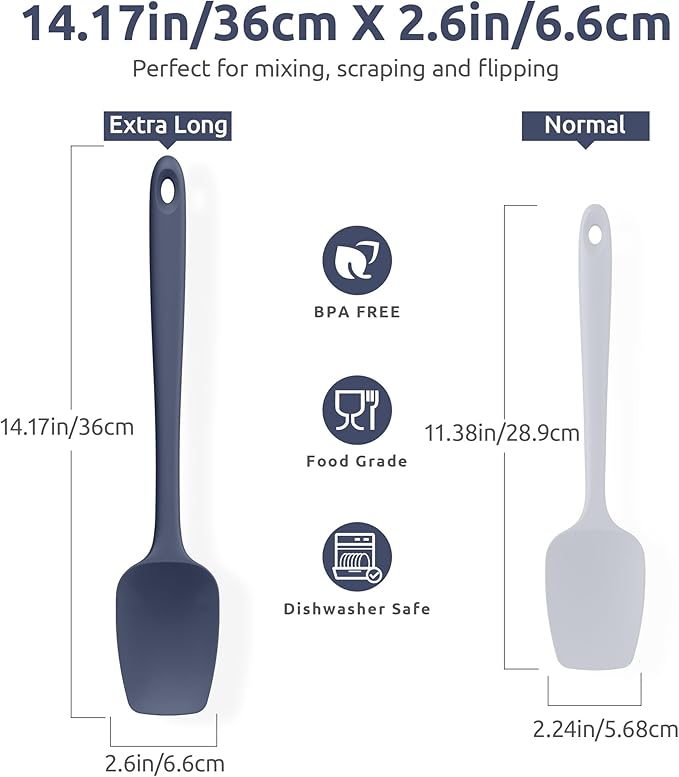 U-Taste Extra-Long 600ºF Heat Resistant Spatula Spoon: 14" Silicone Spoonula - Image 2