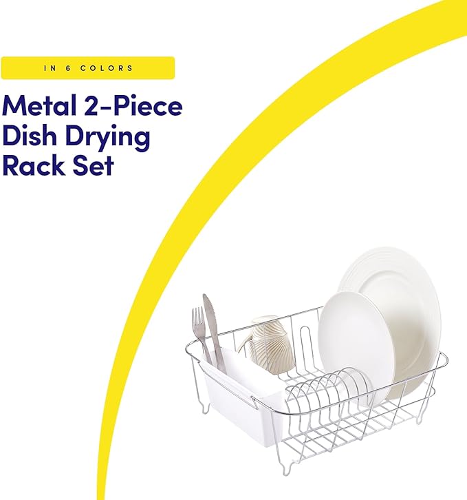 Sweet Home Collection Metal 2 Piece Dish Drying Rack Set Drainer - Image 2