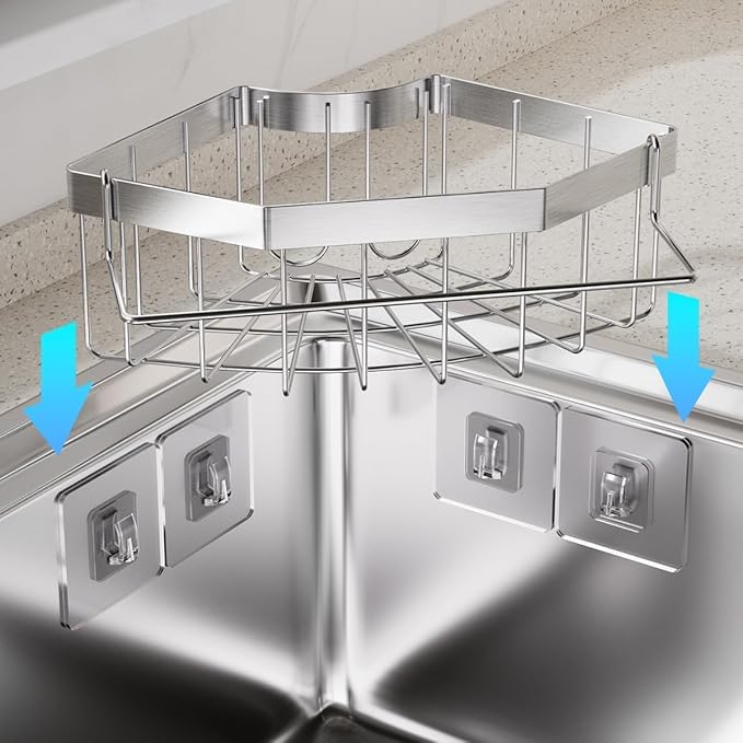 Corner Sink Organizer, Self-Adhesive Kitchen Storage Rack - Image 9