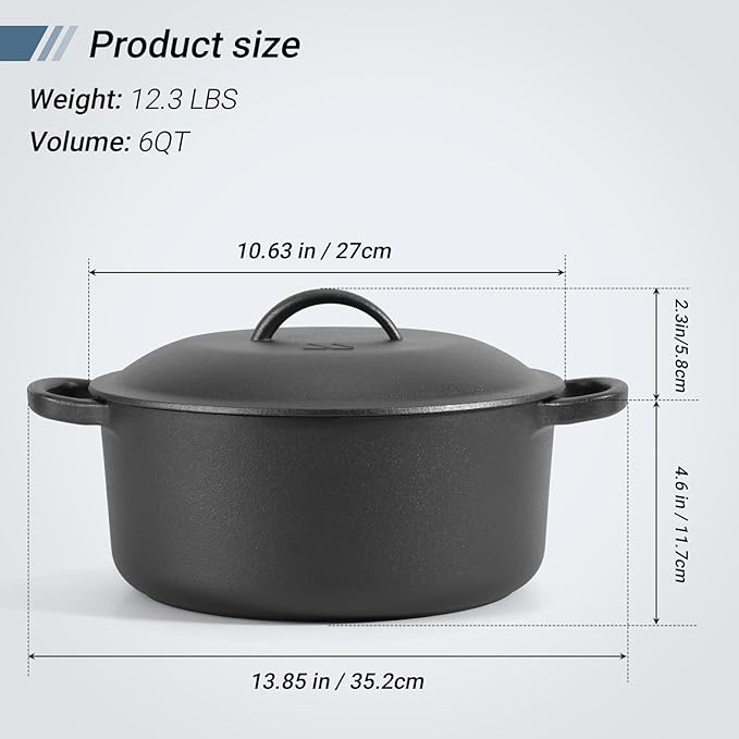 Northriver Casting 6 QT Basics Cast Iron Dutch Oven Pot - Image 2