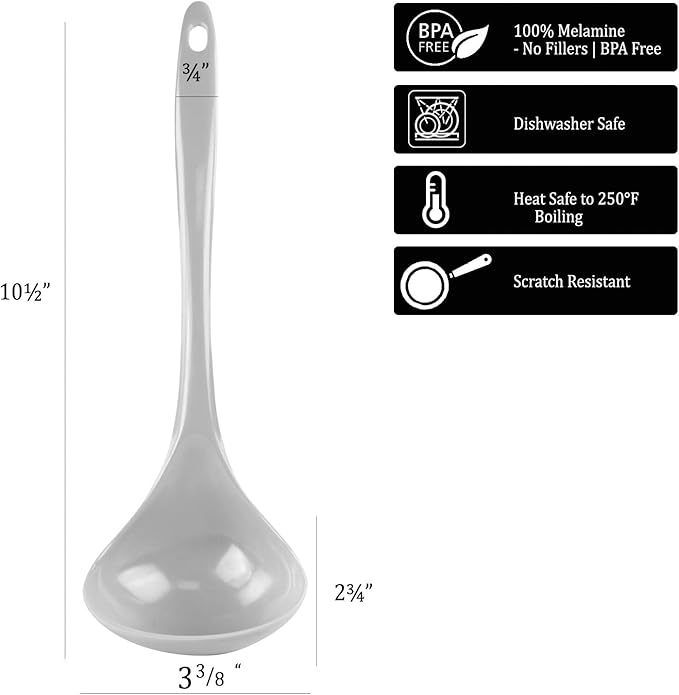 Reston Lloyd Melamine Soup Ladle Kitchen Utensil, Durable BPA-Free Plastic - Image 4