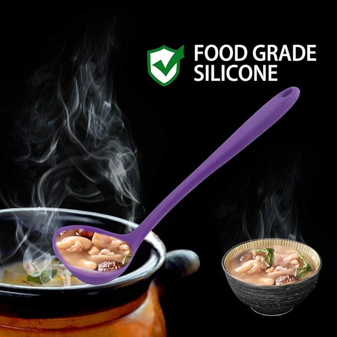 uxcell Silicone Soup Ladle Spoon 8.5 Inch Heat Resistant to 450°F One Piece - Image 7