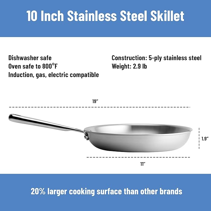 Misen 5-Ply Stainless Steel 10" Frying Pan - Image 7
