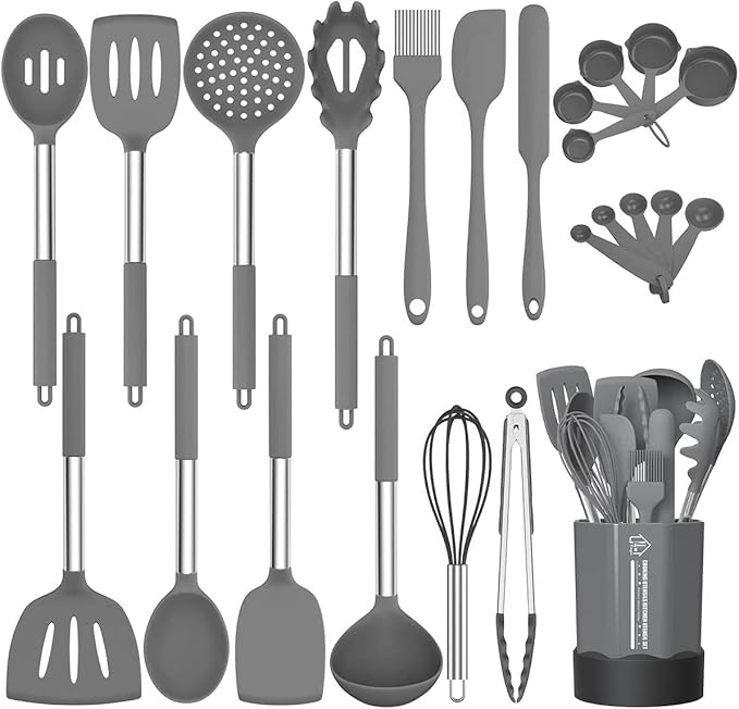 Silicone Cooking Utensil Set, Fungun Non-stick Kitchen Utensil 24 Pcs Cooking by Home