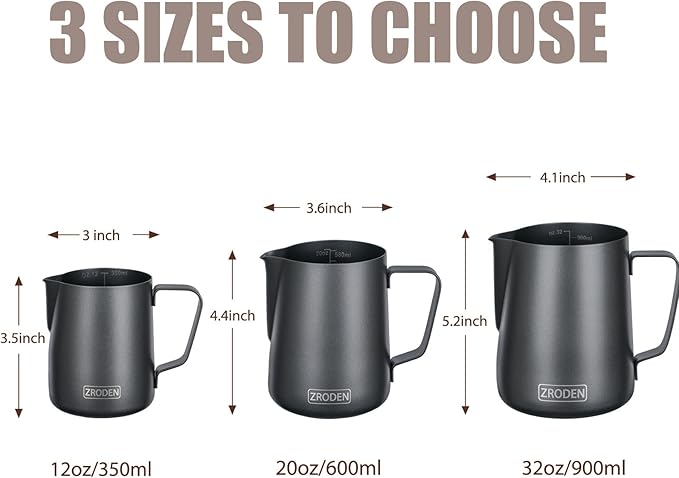 Milk Frothing Pitcher, 20oz Espresso Steaming Pitchers Stainless Steel - Image 4