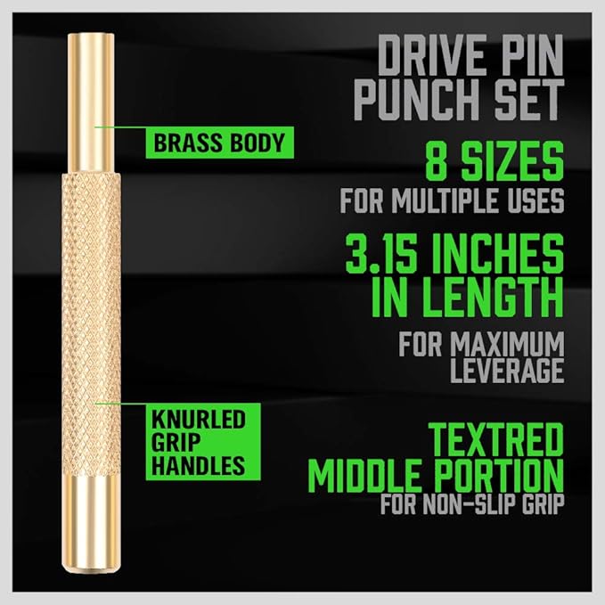 SWANLAKE 8-Piece Brass Punch Set, Removing Repair Tool1/8" - Image 6