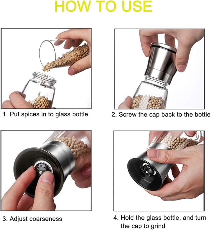 Elegant Pepper and Salt Grinder Set of 2, Best Spice Mill - Image 4