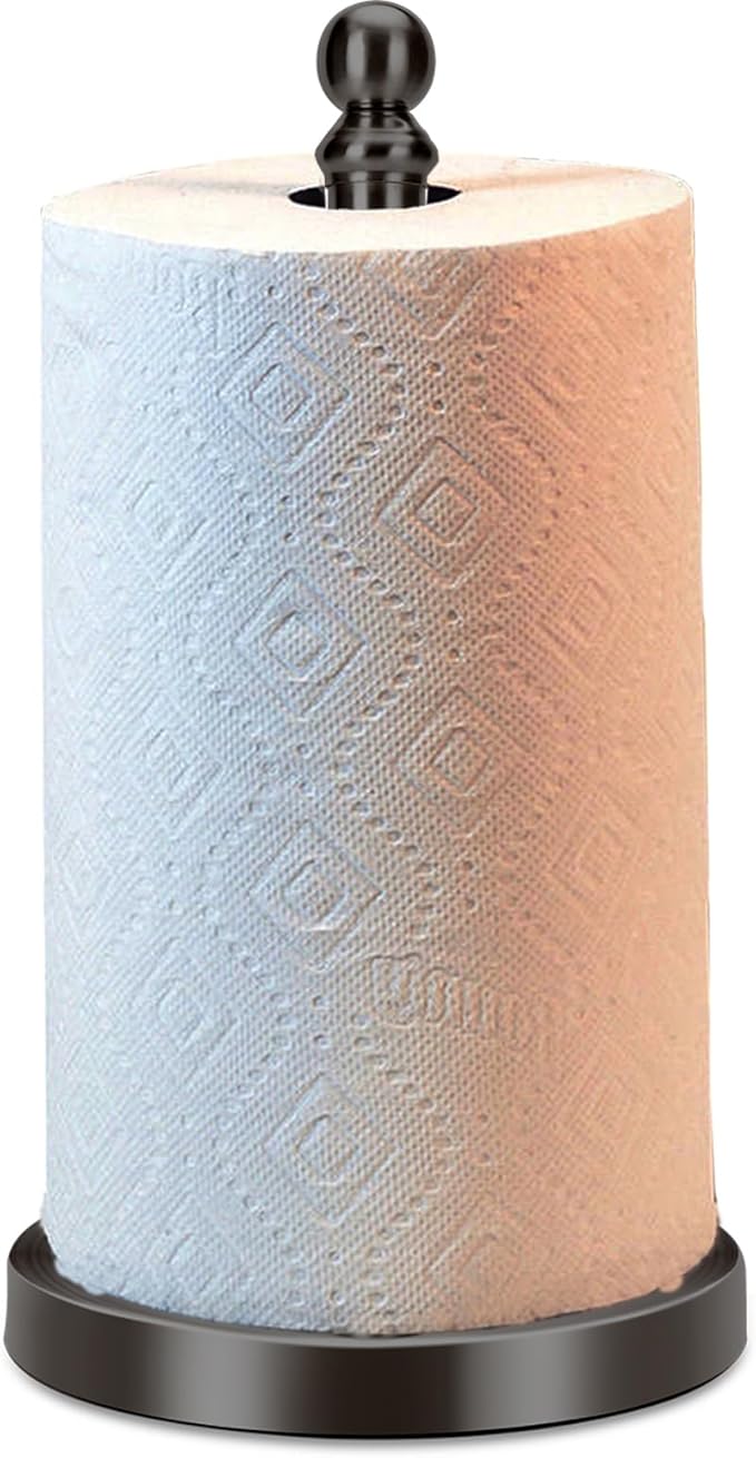 Black Paper Towel Holder Countertop, Standing Paper Towel Roll Holder by Exilon