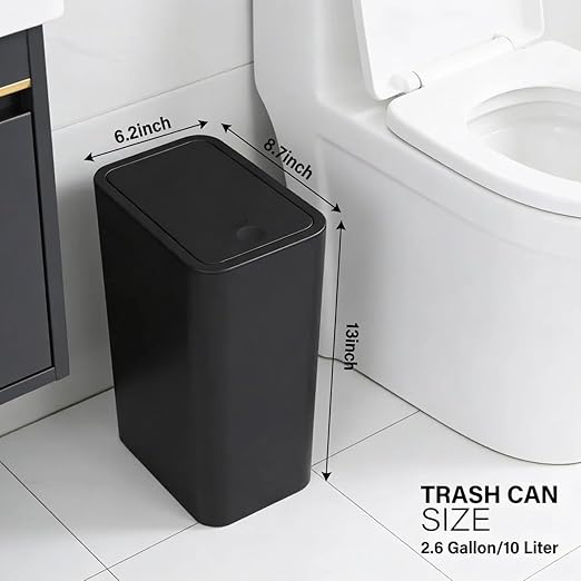 Compact Push-in Trash Can with Lid - Image 3