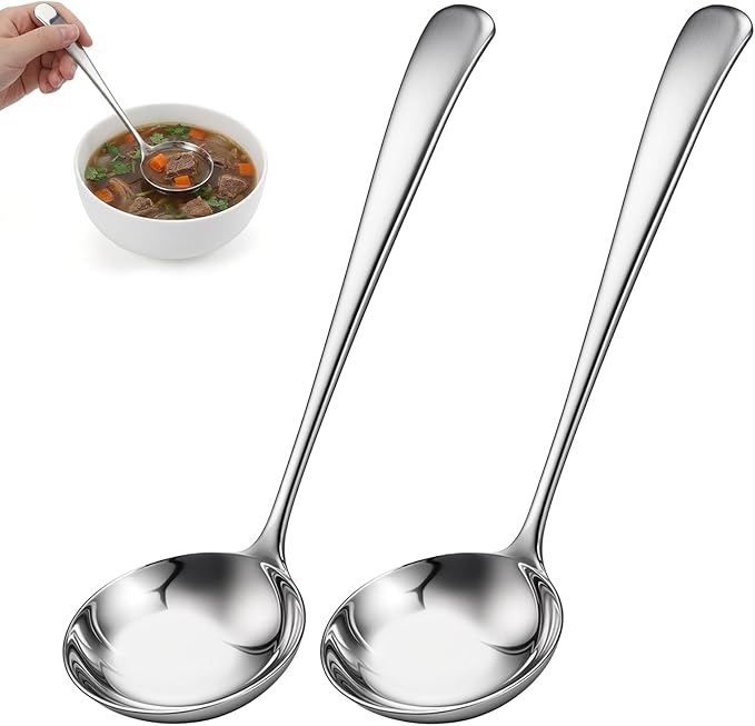 JJUNW 2 Pcs Small Silver 7.9 Inch Gravy Soup Ladle, Stainless Steel Sauce Ladle by Unknown