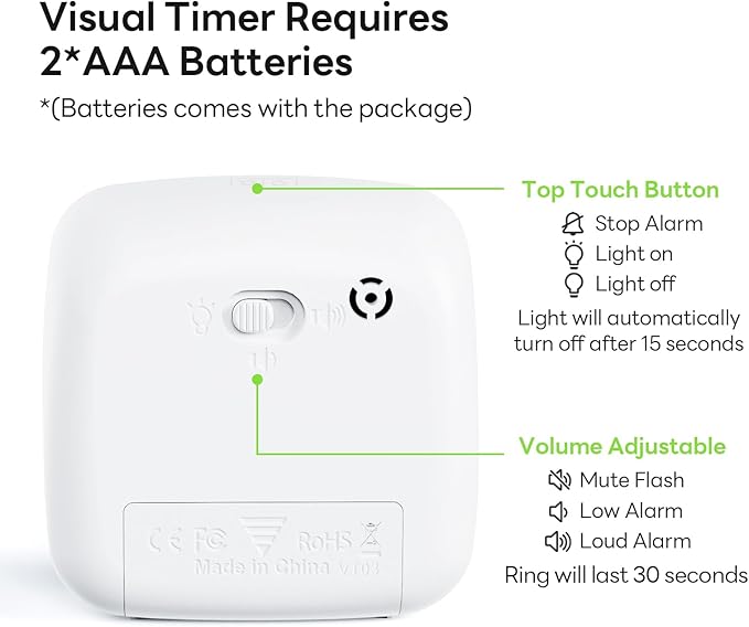 Yunbaoit Visual Timer with Night Light, 60-Minute Dinosaur Countdown Timer - Image 5